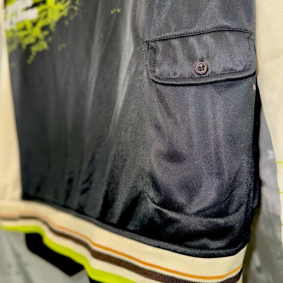 Vintage Y2K Caffeine Track Jacket Mens Medium Navy White Zip Raven Motorcycle - Picture 7 of 9